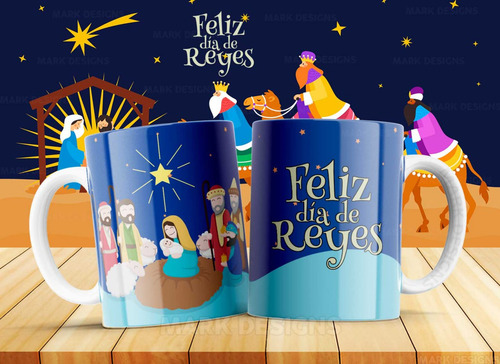 5 Plantillas Sublimacion Tazas Dia De Reyes Editables Psd