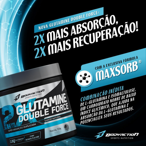 Glutamina Double Force 300g Com Isomaltulose Bodyaction Sabor Sem sabor