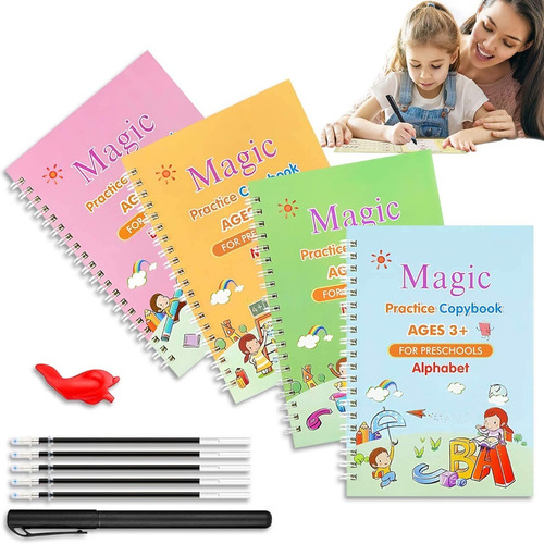 Set Cuadernos Reutilizables Para Caligrafía, Letras, Números