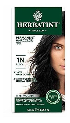 Herbatint Permanent Herbal Hair Color Gel, Black, 1n, 2 Pk