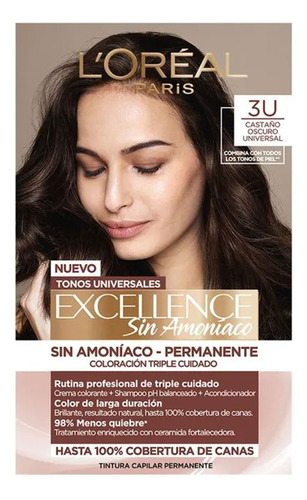 Tintura Permanente Excellence Sin Amoniaco 3 Castaño Oscuro