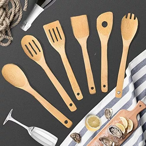 Cucharas de madera para cocinar, 12 utensilios de madera para cocinar,  juego de utensilios de cocina…Ver más Cucharas de madera para cocinar, 12