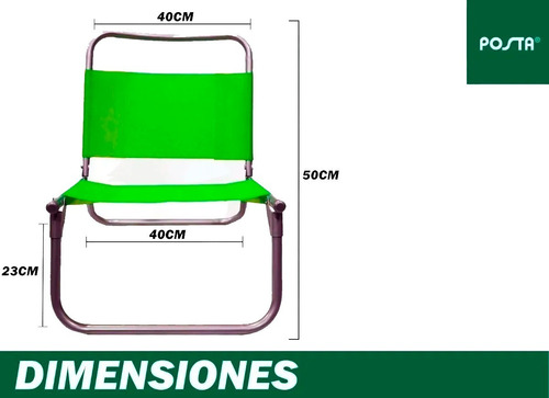 Imagen 3 de 8 de Reposera Silla Playera Posta Plegable Caño 3/4 Playa X 2unid