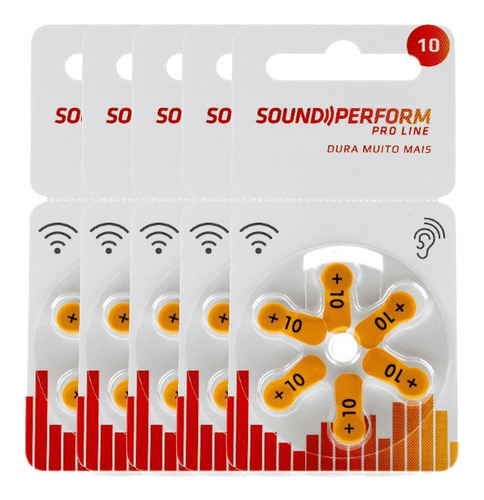 30 Baterias Pilhas Soundperform 10 Aparelho Auditivo