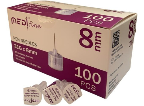 Medtfine 100 Agujas Lápiz Insulina Ozempic Victoza 8mm 31g