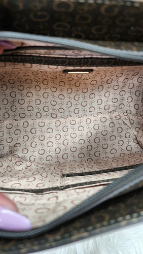 Bolsa Guess Sa911005 Nueva 100 % Original Café Lisa Níquel Café