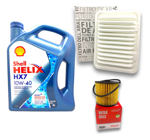 Kit Aceite Shell Hx7 10w40 + Filtros Corolla 1.8 2012 A 2023