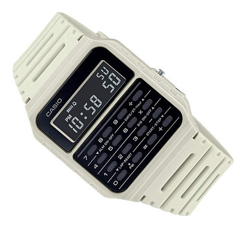 Relógio masculino Casio CA-53wf-8b Vintage LCD, calculadora de alarme, cor de fundo, cor de fundo, pulseira preta, cor branca