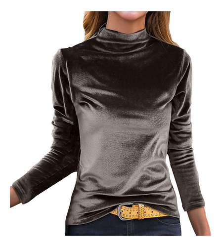 Blusa De Cuello Alto De Manga Larga De Invierno Con Parte Su