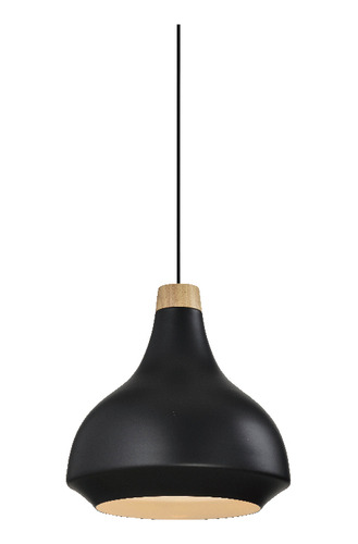 Colgante Tipo Campana Con Madera, Negro/ø34cm - Ixec Ix9018