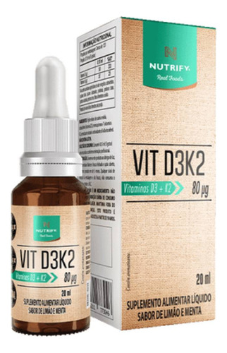 Vitamina D3+k2 Líquido Limão E Menta 20ml - Nutrify
