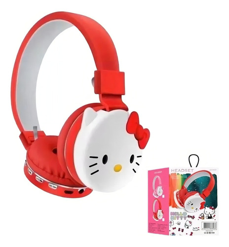 Fones de ouvido Bluetooth Hello Kitty AH-806d, faixa de cabeça rosa ou vermelha