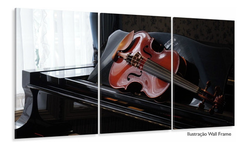 Quadro Decorativo Piano E Violino Com Tela Em Tecido