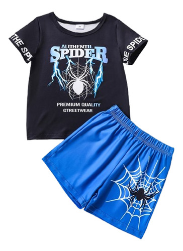 Conjunto De Camiseta Y Pantalones Cortos De Verano Con Estam