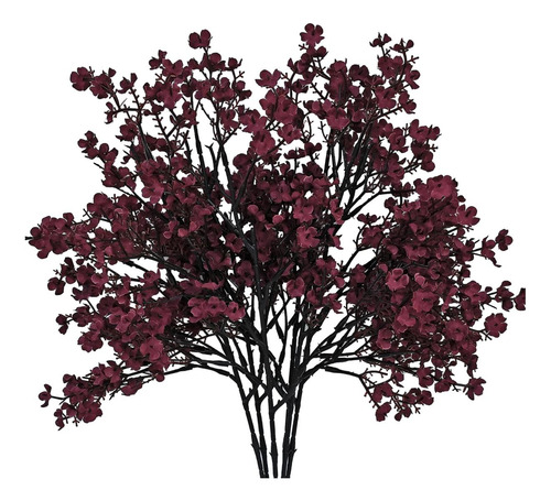 Mandys 6 Piezas De Flores Artificiales De Color Burdeos, Flo