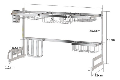 Rack Escurridor Seca Platos Organizador Multifunción 85cm