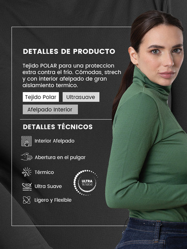 Camiseta Chemisette Termica Afelpada Suave Abertura Pulgar