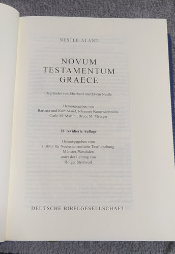 Libro Novum Testamentum Graece - Erwin Nestle Y Kurt Aland