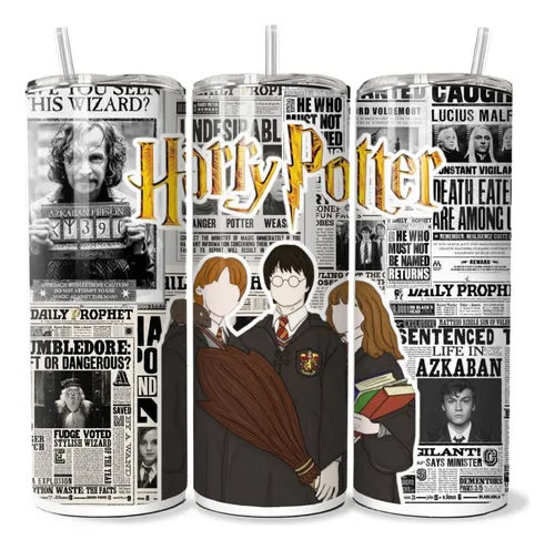 comprar Termo Skinny Harry Potter Hermione Ron Magos Premium+popote