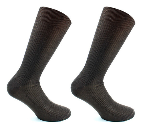 2 Pares Calcetines Hilo Borlon Hombre Café
