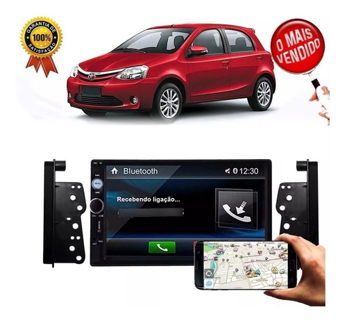 Imagem 1 de 7 de Central Mp5 Mp3 Radio Bt Moldura Toyota Etios Multimidia