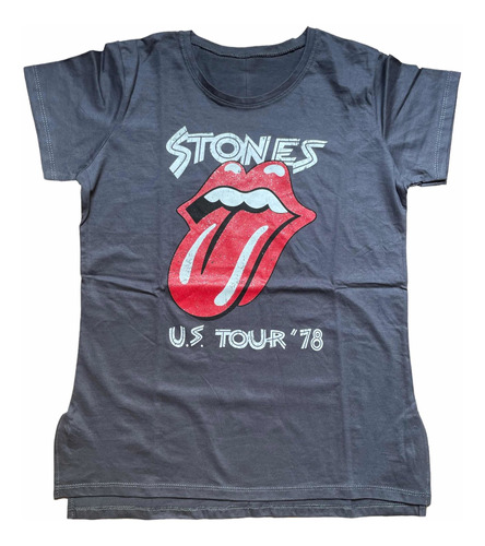 Remera Rolling Stones U.s Tour 78 Gris Oscuro