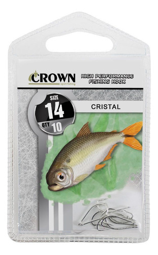 Anzol Crown Pesca Cristal Niquel Nº 14 C/ 10 Pçs P/ Lambari