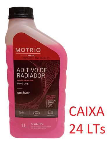 Caixa 24 L Fluido Aditivo Radiador Pronto Motrio Renault Cor Rosa