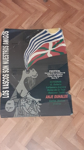 Afiche Acto Solidaridad Vascos Nov 1992/ Palacio Sud América
