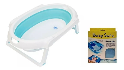 Bañera Bañadera Plegable Compacta C/ Red Bebe Cici Babymovil Color Celeste