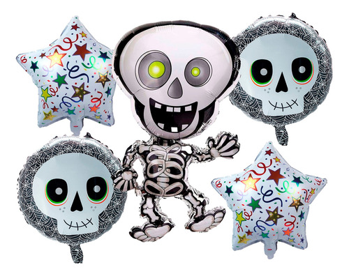 Bouquet Globos Calavera Esqueleto Halloween Metal Rock