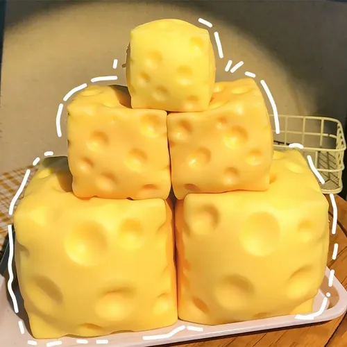 Pelota Antiestrés De Queso Grande | Juguete Sensorial De Silicona Que Rebota Y Alivia Tensión