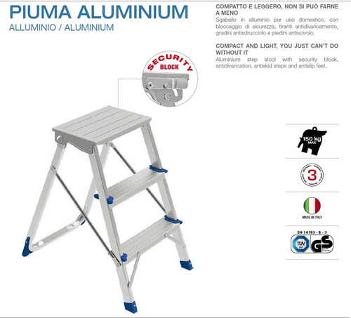 Imagen 5 de 10 de Banqueta Escalera Aluminio Taburete Plegable - Framar Hecho En Italia - Resiste Intemperie
