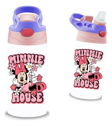Termo Infantil Minnie Mouse Disney Acero Inoxidable Mickey Morado