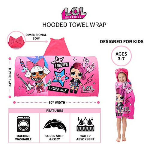 Toalha De Banho Com Capuz Wrap L.o.l. Surprise! Rosa De Algo