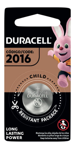 Pi.la Duracell De Botón Cr 2016 Paquete Con 1 Pza