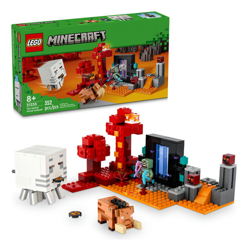 LEGO® Minecraft® La Trampa del Portal del Nether Set de aventuras, juguete de construcción para  jugadores con escenas de batalla e inconfundibles personajes 21255