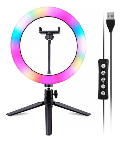 Anillo Aro De Luz Led Rgb 26cm C/control Y Tripode Tiktok