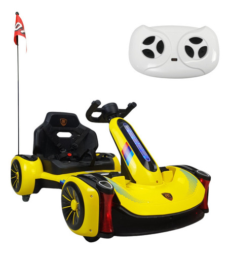 Go Kart Montable Electrico Control Remoto Luz Y Sonido 12v Color Amarillo