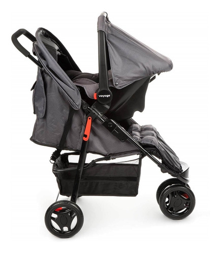 Imagem 3 de 10 de Carrinho De Bebe Travel System Delta - Cinza Grid - Voyage