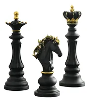 Comprar Set X 3 Objetos Adornos Piezas De Ajedrez Rey Reina Caballo