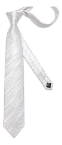 Kit Gravata Clássica Seda Branco Noivo 8cm Lenço Abotoaduras Comprimento 150 Cm Desenho Do Tecido Listras