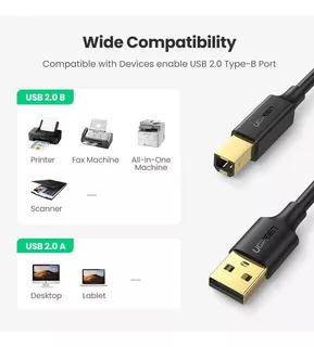 Cable Usb 2.0 Tipo A - Tipo B (1m) Pc Dac Oro Carga + Datos