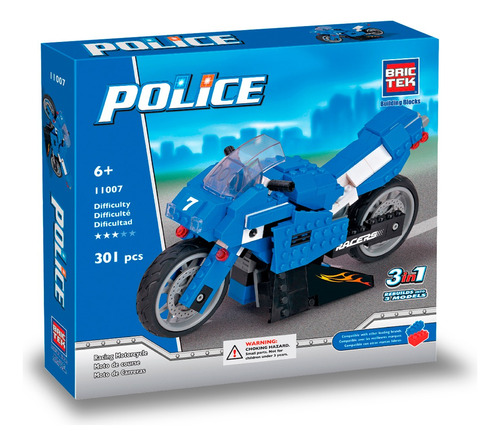 Brictek: Policía - Motocicleta De Carreras 3 En 1