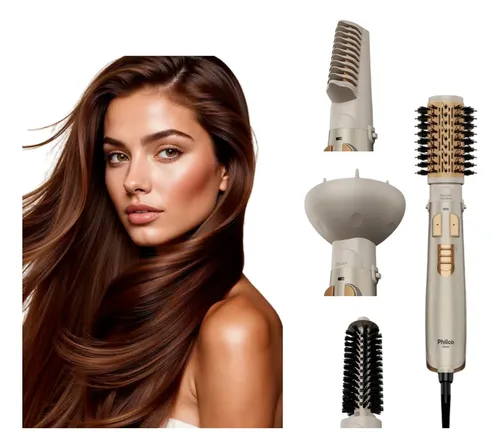 Escova Secadora Philco Bivolt 5 em 1 PER03 1300W Cinza/Dourado