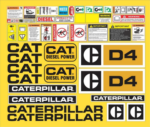Kit De Calcomanías Para Caterpillar D4 Standard Vintage