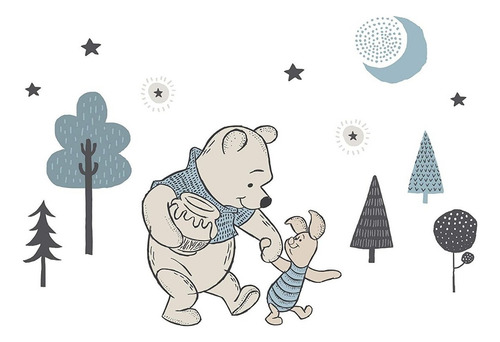 Vinil Decorativo Mosaico Adhesivo De Winnie Pooh & Piglet Color Multicolor