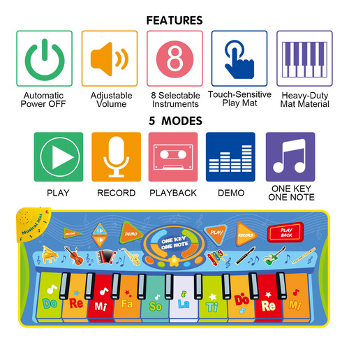 Manta Musical Multifuncional Para Niños Piano Crawl
