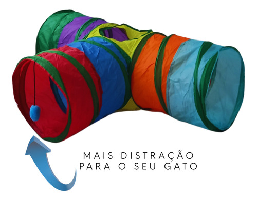 Toca Túnel Para Gatos Brinquedo Interativo Em T Com 4 Saídas