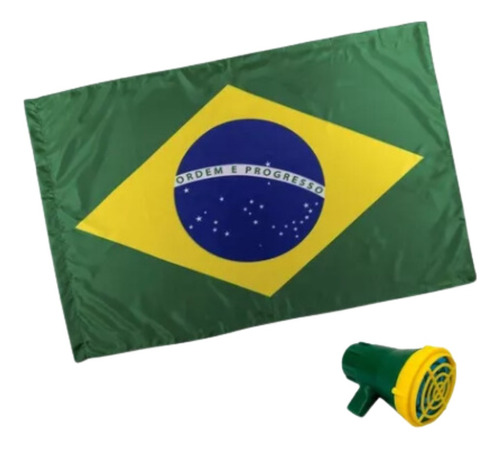 Kit Brasil - Bandeira Grande E Corneta 